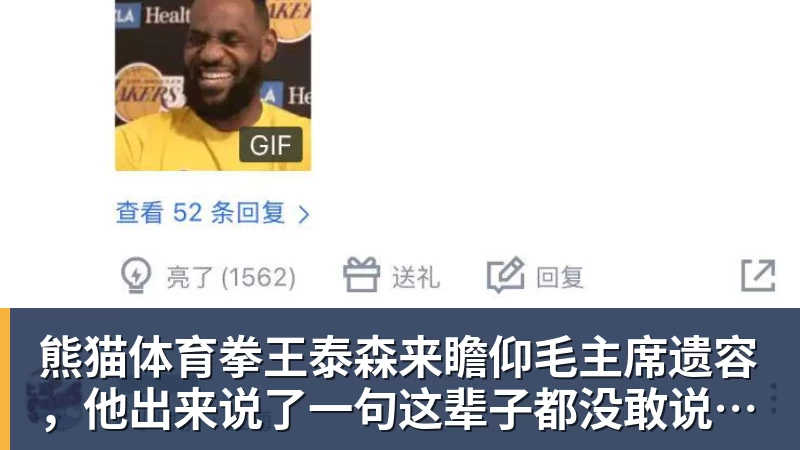 熊猫体育拳王泰森来瞻仰毛主席遗容，他出来说了一句这辈子都没敢说的话